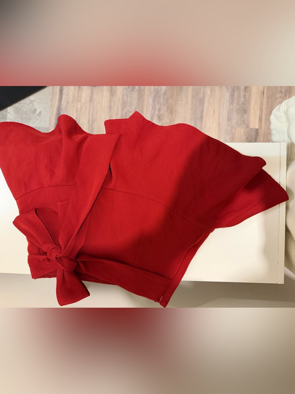 Zara Red Strapless Tie-Waist Dress